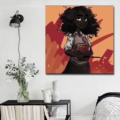 BigProStore African American Canvas Art Beautiful Black Afro Lady Black History Canvas Art Afrocentric Decor BPS37641 16" x 16" x 0.75" Square Canvas