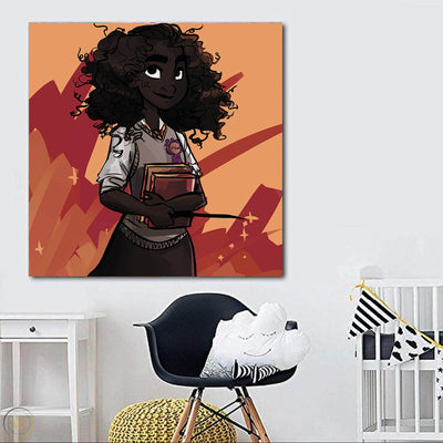 BigProStore African American Canvas Art Beautiful Black Afro Lady Black History Canvas Art Afrocentric Decor BPS37641 24" x 24" x 0.75" Square Canvas