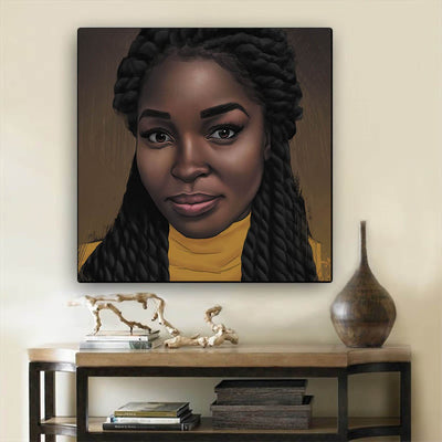 BigProStore African American Canvas Art Beautiful Black American Woman African American Canvas Wall Art Afrocentric Home Decor Ideas BPS46527 12" x 12" x 0.75" Square Canvas