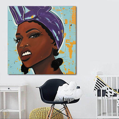 BigProStore African American Canvas Art Beautiful Black American Woman Modern Black Art Afrocentric Home Decor BPS57196 24" x 24" x 0.75" Square Canvas