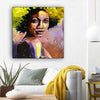 BigProStore African American Canvas Art Beautiful Melanin Poppin Girl African American Artwork On Canvas Afrocentric Home Decor Ideas BPS10144 12" x 12" x 0.75" Square Canvas