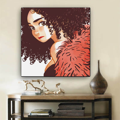 BigProStore African American Canvas Art Cute African American Female Black History Canvas Art Afrocentric Decorating Ideas BPS27213 12" x 12" x 0.75" Square Canvas
