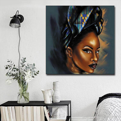 BigProStore African American Canvas Art Cute African American Girl African American Artwork On Canvas Afrocentric Living Room Ideas BPS58003 16" x 16" x 0.75" Square Canvas