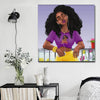BigProStore African American Canvas Art Cute African American Woman Abstract African Wall Art Afrocentric Home Decor Ideas BPS42357 16" x 16" x 0.75" Square Canvas