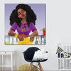 BigProStore African American Canvas Art Cute African American Woman Abstract African Wall Art Afrocentric Home Decor Ideas BPS42357 24" x 24" x 0.75" Square Canvas