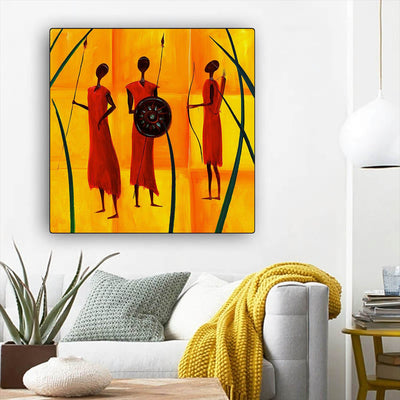 BigProStore African American Canvas Art Cute African American Woman African American Framed Art Afrocentric Home Decor BPS51878 12" x 12" x 0.75" Square Canvas