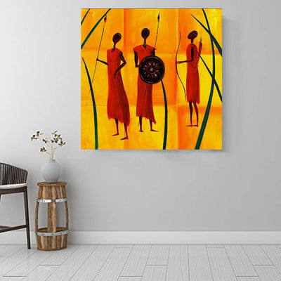 BigProStore African American Canvas Art Cute African American Woman African American Framed Art Afrocentric Home Decor BPS51878 16" x 16" x 0.75" Square Canvas