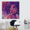 BigProStore African American Canvas Art Cute Afro American Girl Black History Artwork Afrocentric Decorating Ideas BPS52577 24" x 24" x 0.75" Square Canvas