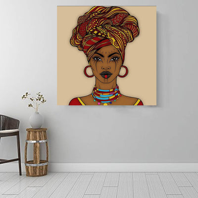 BigProStore African American Canvas Art Cute Afro American Girl Black History Artwork Afrocentric Home Decor Ideas BPS63523 16" x 16" x 0.75" Square Canvas