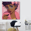 BigProStore African American Canvas Art Cute Afro Girl African Canvas Afrocentric Living Room Ideas BPS12049 24" x 24" x 0.75" Square Canvas