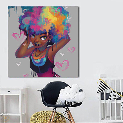 BigProStore African American Canvas Art Cute Melanin Girl African American Art Prints Afrocentric Decor BPS42812 24" x 24" x 0.75" Square Canvas