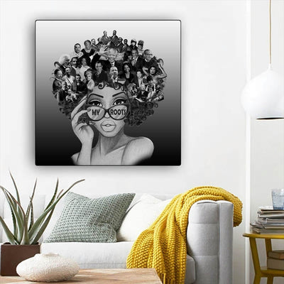 BigProStore African American Canvas Art Cute Melanin Girl African American Framed Art Afrocentric Decorating Ideas BPS82863 12" x 12" x 0.75" Square Canvas