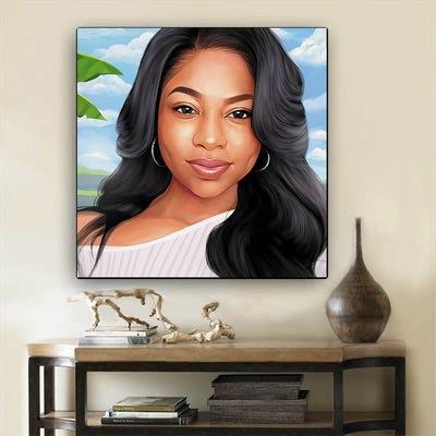 BigProStore African American Canvas Art Cute Melanin Girl African American Prints Afrocentric Living Room Ideas BPS95096 12" x 12" x 0.75" Square Canvas