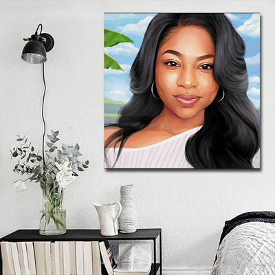 BigProStore African American Canvas Art Cute Melanin Girl African American Prints Afrocentric Living Room Ideas BPS95096 16" x 16" x 0.75" Square Canvas