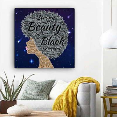 BigProStore African American Canvas Art Cute Melanin Girl African American Wall Art And Decor Afrocentric Wall Decor BPS70281 12" x 12" x 0.75" Square Canvas