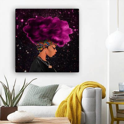 BigProStore African American Canvas Art Cute Melanin Girl Framed African Wall Art Afrocentric Living Room Ideas BPS78781 12" x 12" x 0.75" Square Canvas