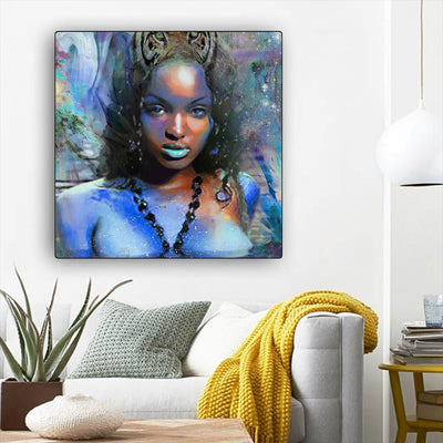 BigProStore African American Canvas Art Pretty African American Girl African Canvas Afrocentric Home Decor BPS42967 12" x 12" x 0.75" Square Canvas