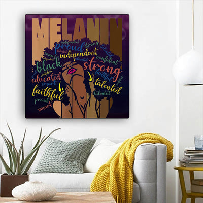 BigProStore African American Canvas Art Pretty Afro American Girl African American Abstract Art Afrocentric Living Room Ideas BPS91608 12" x 12" x 0.75" Square Canvas