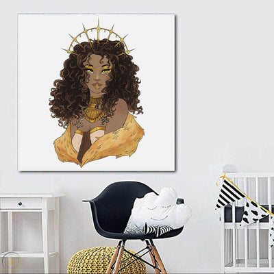 BigProStore African American Canvas Art Pretty Afro American Girl African Black Art Afrocentric Living Room Ideas BPS59999 24" x 24" x 0.75" Square Canvas