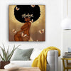 BigProStore African American Canvas Art Pretty Afro American Woman Abstract African Wall Art Afrocentric Decorating Ideas BPS91963 12" x 12" x 0.75" Square Canvas