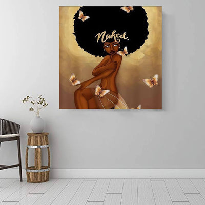 BigProStore African American Canvas Art Pretty Afro American Woman Abstract African Wall Art Afrocentric Decorating Ideas BPS91963 16" x 16" x 0.75" Square Canvas