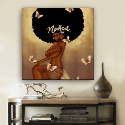 BigProStore African American Canvas Art Pretty Afro American Woman Abstract African Wall Art Afrocentric Decorating Ideas BPS91963 24" x 24" x 0.75" Square Canvas