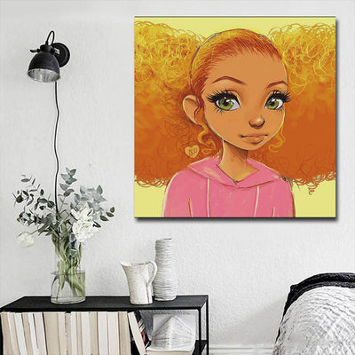 BigProStore African American Canvas Art Pretty Afro Girl African American Women Art Afrocentric Home Decor BPS67747 16" x 16" x 0.75" Square Canvas