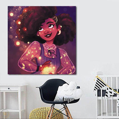 BigProStore African American Canvas Art Pretty Afro Girl African Canvas Afrocentric Wall Decor BPS73664 24" x 24" x 0.75" Square Canvas