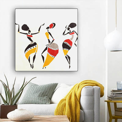 BigProStore African American Canvas Art Pretty Black Afro Girls African American Canvas Wall Art Afrocentric Decor BPS87836 12" x 12" x 0.75" Square Canvas