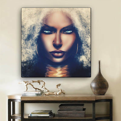 BigProStore African American Canvas Art Pretty Black Afro Lady African Canvas Afrocentric Living Room Ideas BPS28533 12" x 12" x 0.75" Square Canvas