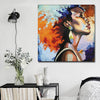 BigProStore African American Canvas Art Pretty Black Girl African Canvas Afrocentric Living Room Ideas BPS12173 16" x 16" x 0.75" Square Canvas