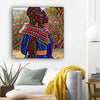 BigProStore African American Canvas Art Pretty Girl With Afro African American Framed Wall Art Afrocentric Wall Decor BPS85108 12" x 12" x 0.75" Square Canvas