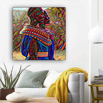 BigProStore African American Canvas Art Pretty Girl With Afro African American Framed Wall Art Afrocentric Wall Decor BPS85108 12" x 12" x 0.75" Square Canvas
