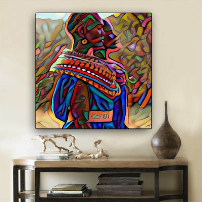 BigProStore African American Canvas Art Pretty Girl With Afro African American Framed Wall Art Afrocentric Wall Decor BPS85108 24" x 24" x 0.75" Square Canvas