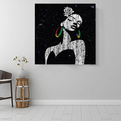 BigProStore African American Canvas Art Pretty Girl With Afro Modern African American Art Afrocentric Decorating Ideas BPS66603 16" x 16" x 0.75" Square Canvas