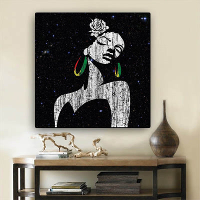 BigProStore African American Canvas Art Pretty Girl With Afro Modern African American Art Afrocentric Decorating Ideas BPS66603 24" x 24" x 0.75" Square Canvas