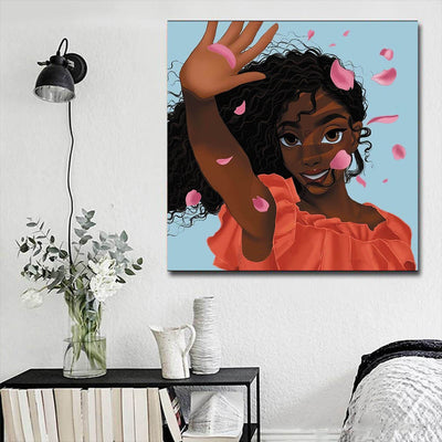 BigProStore African American Canvas Art Pretty Melanin Girl African American Wall Art And Decor Afrocentric Wall Decor BPS87904 16" x 16" x 0.75" Square Canvas