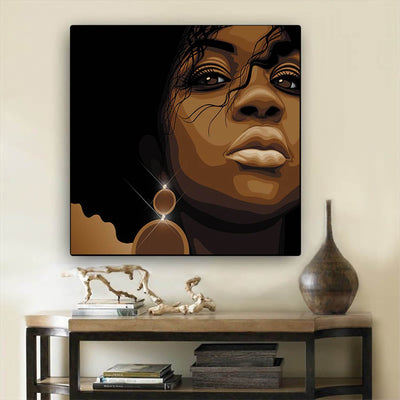 BigProStore African American Canvas Art Pretty Melanin Poppin Girl African American Prints Afrocentric Decor BPS58148 12" x 12" x 0.75" Square Canvas