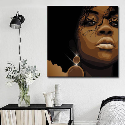 BigProStore African American Canvas Art Pretty Melanin Poppin Girl African American Prints Afrocentric Decor BPS58148 16" x 16" x 0.75" Square Canvas