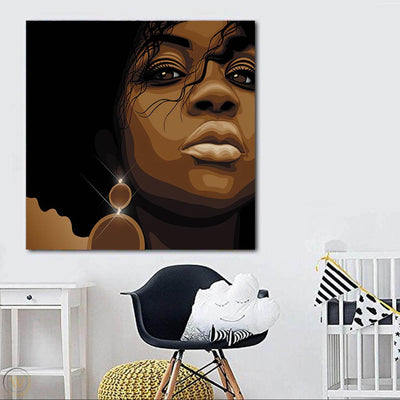 BigProStore African American Canvas Art Pretty Melanin Poppin Girl African American Prints Afrocentric Decor BPS58148 24" x 24" x 0.75" Square Canvas