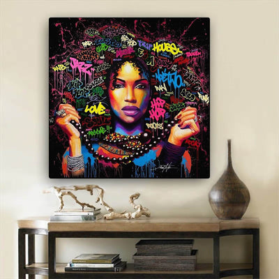 BigProStore African American Canvas Wall Art Melanin Afrincan American Afro Girl African Themed Living Rooms Decor BPS7654 8" x 8" Square Canvas