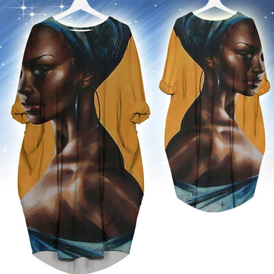 BigProStore African American Dresses Cute Melanin Girl Long Sleeve Pocket Dress African Dresses For Women BPS21429 S (4-6 US)(8 UK) Women Dress