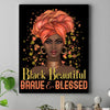 BigProStore African American Framed Wall Art Black Beautiful Brave And Blessed Girl Afrocentric Living Room Decor CANPO75 Portrait Canvas .75in Frame / Black / 8" x 12" Apparel