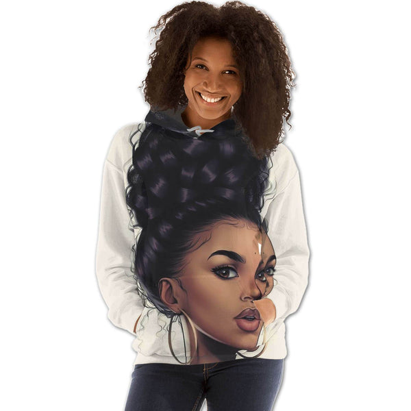 African American Hoodies Beautiful Black Afro Lady All Over Print Womens Hooded Sweatshirt