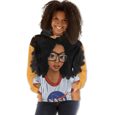 BigProStore African American Hoodies Cute African American Female All Over Print Womens Hooded Sweatshirt Black History Month Clothing BPS51261 Hoodie