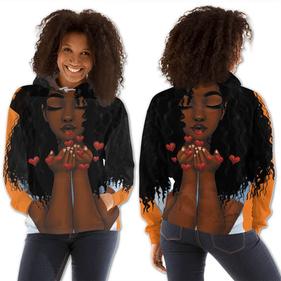 BigProStore African American Hoodies Cute Melanin Girl All Over Print Womens Hooded Sweatshirt Black History Month Clothing BPS85076 S Hoodie