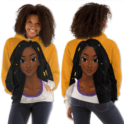 BigProStore African American Hoodies Pretty African American Female All Over Print Womens Hooded Sweatshirt Black History Month Clothing BPS48842 S Hoodie