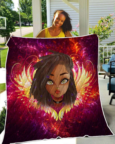 BigProStore African American Quilts Black Angel Wings Quilt Beautiful Melanin Beauty Girl African Style Gift Idea Quilt