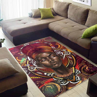 BigProStore African American Rugs Pretty Black Afro Lady African American Art Rug Afrocentric Home Decor Ideas BPS17069 Small (26x60in | 91x152cm) Foldable Rug