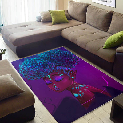 BigProStore African American Rugs Pretty Black Woman With Afro African American Print Rug African Themed House Decor BPS08612 Small (26x60in | 91x152cm) Foldable Rug